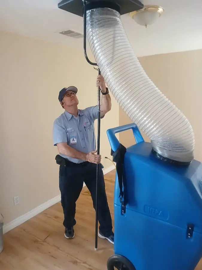 Mini Split Installation technician using HEPA equipment in Columbia